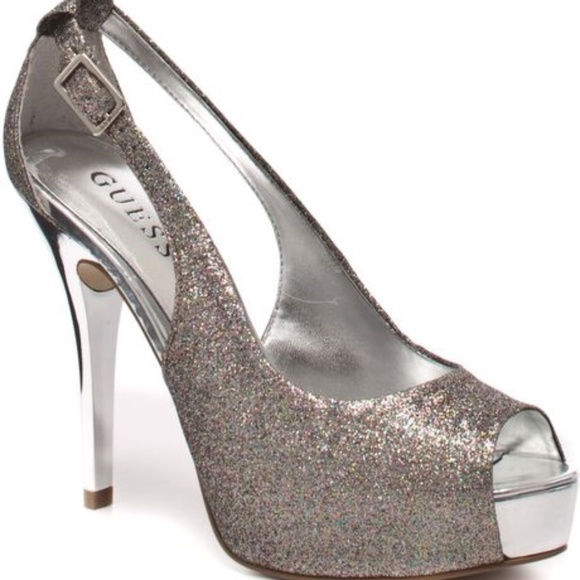 Guess Hondo Glitter Open Toe Heels - Picture 1 of 8